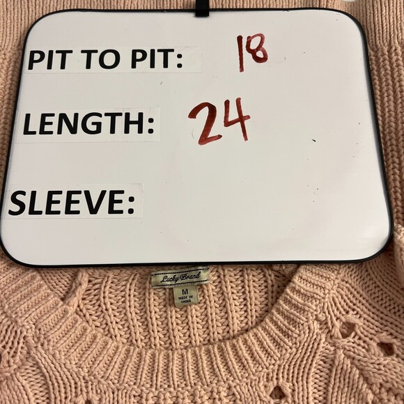 Lucky Brand Blush Pink Chunky Cable Knit Sweater 7W50969 Women's Size Medium - Picture 3 of 7